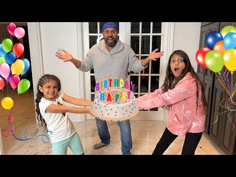 Birthday Party Cake Surprise for Dad with Deema and Sally
