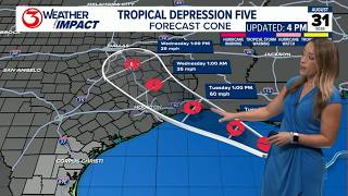 Tropical depression to bring flooding risk to southeast Texas.