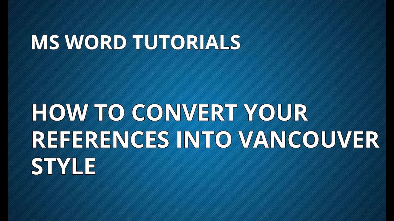 writing references vancouver style