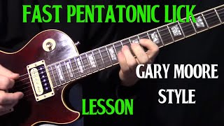 Gary Moore inspired fast pentatonic blues lick lesson chords