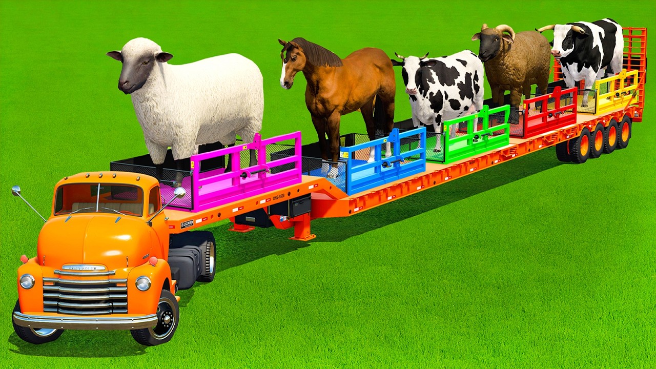 BULLS, COWS, SHEEPS, HORSES & GOATS TRANSPORT WITH TRACTORS - FS25