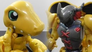 Digimonデジモンtoy-Warp Digivolving Agumonアグモン to WarGreymonウォーグレイモン-figure review[720p]