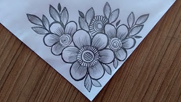 Easy Border Design for Project Work |Easy corner Drawing Tutorial For Beginners |Easy Flower Drawing