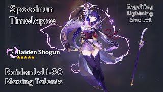 Raiden Shogun Time-lapse MAXING all talents / level and Engulfing Lightning max level