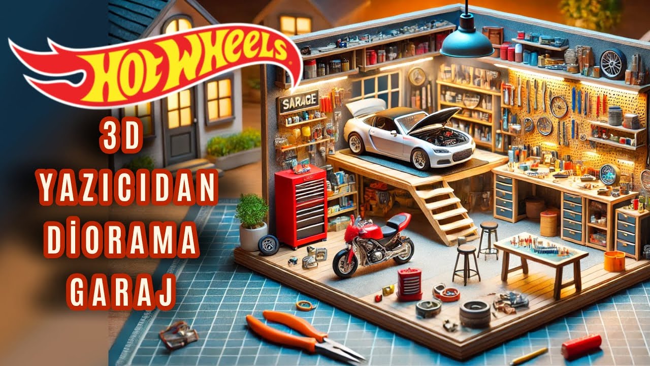 3D YAZICIDAN DİORAMA GARAJ YAPTIM!! HOT WHEELS ARABALAR İÇİN GARAJ YAPTIM!!! 