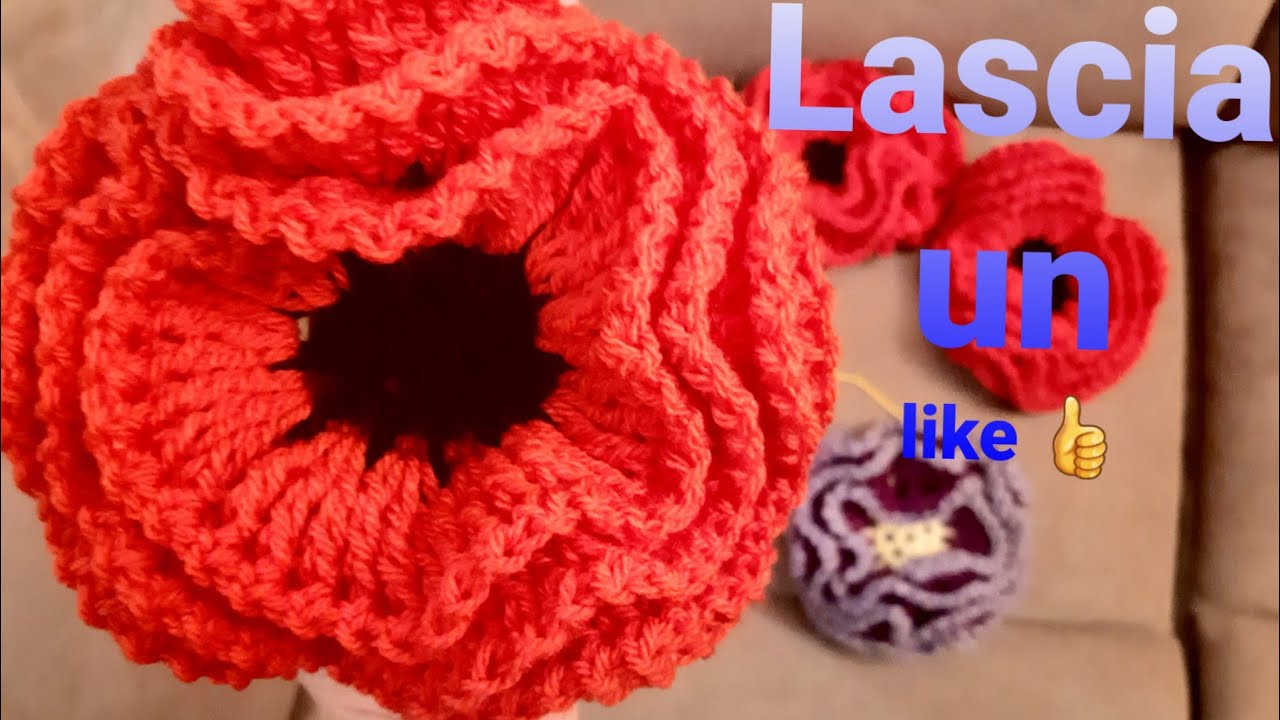 CROCHET- Tutorial Grande Fiore di lana- Big wool flower
