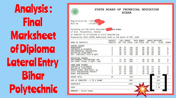 DIPLOMA [ Lateral Entry ] 6th Semester Marksheet Analysis
