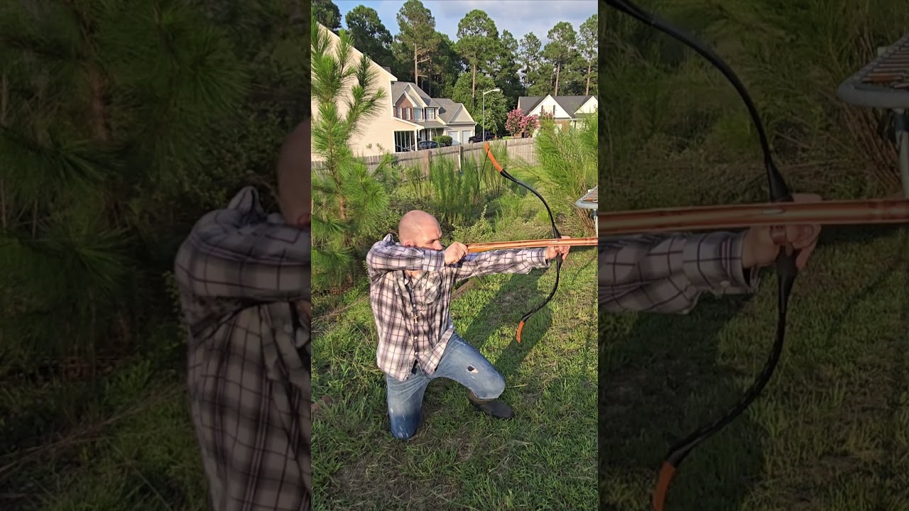 Shooting an arrowguide in a kneeling position 