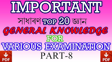 TOP 20 GENERAL KNOWLEDGE QUESTIONS FOR VARIOUS COMPETITIVE EXAMINATIONS[PART-8]