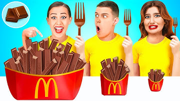 100 Layers of Food Challenge | 1 vs 100 + Coats of Yummies with Wednesday by Rocketmons!