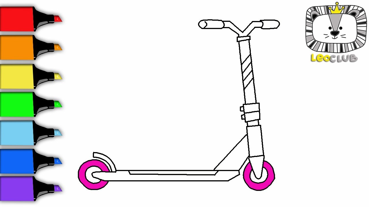 Download How to Draw Kick Scooter. Learning Coloring Pages for Kids. LEOCLUB - YouTube