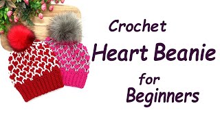 How to Crochet a Heart Lace Beanie Hat | Step-by-Step Tutorial for Beginners #crochet #knittig
