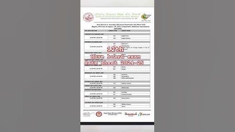 HBSE 12th  Board exam date sheet  2024-25#hbseboardexam#pleasesubscribe