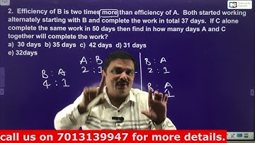 Time and work - Efficiency concept for lic aao, sbi po, ibps, rrb, ssc cgl, chsl, capf, csat, clat