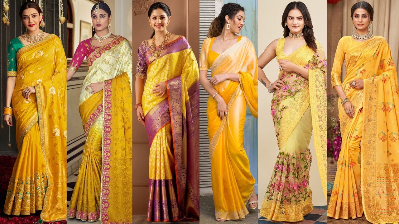 Latest Yellow Saree Trends 2025//Traditional Yellow Saree Styles//Festival Look in Yellow Saree