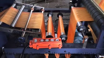 Auto changing rewinder Ribbon through garbage bag making machine