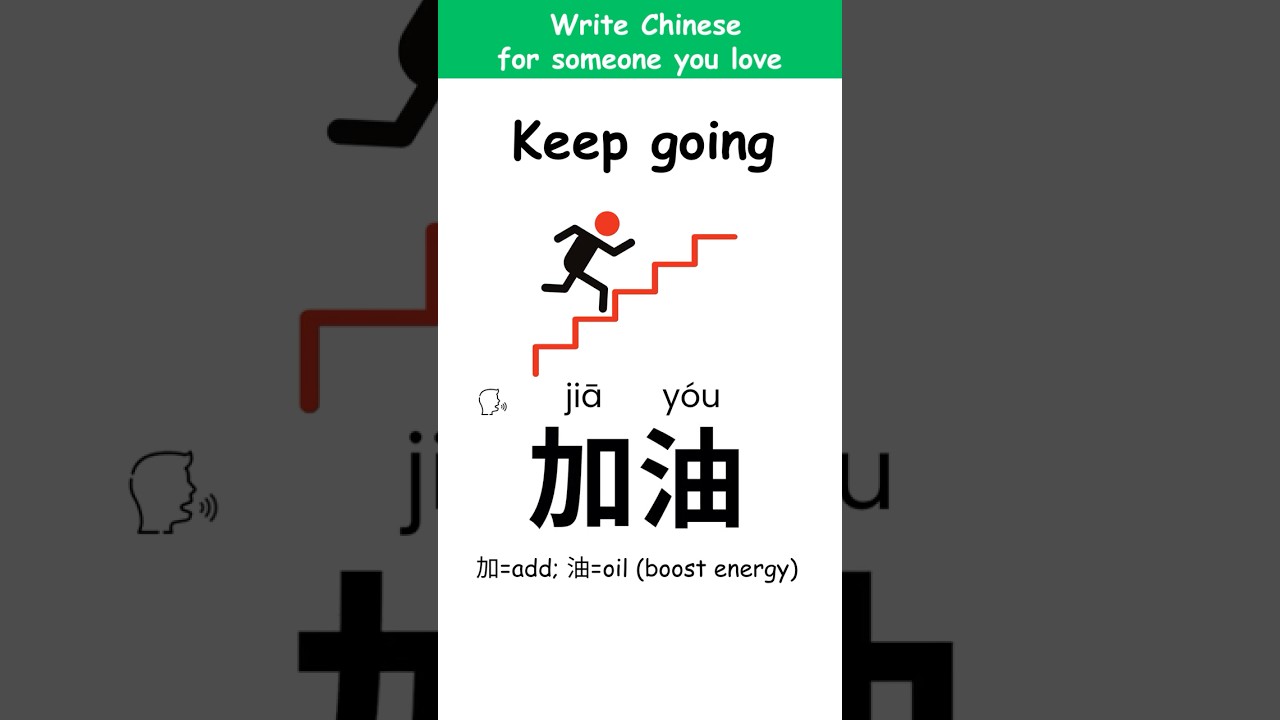 Chinese Writing: "keep going” in Chinese Step by Step