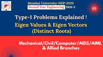 🧮 Type-1 Problems Explained! Eigen Values & Eigen Vectors (Distinct Roots) 📚