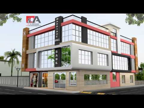 Shopping Complex Commercial Building 3d Front Elevation
