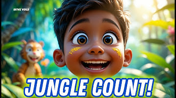 Counting in the Jungle! 🐯🐒🐸 | Fun Animal Numbers Song for Kids | @Rhymie World