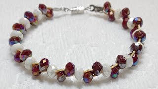 Çok kolay bileklik yapımı / Лёгкий браслет из бусин и шнура / Easy beaded bracelet /