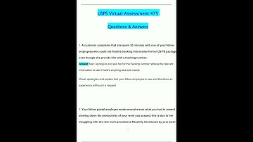 USPS virtual assessment 475 Latest 2025 Actual Questions and Verified Answers 2025  2026 A Grade 100