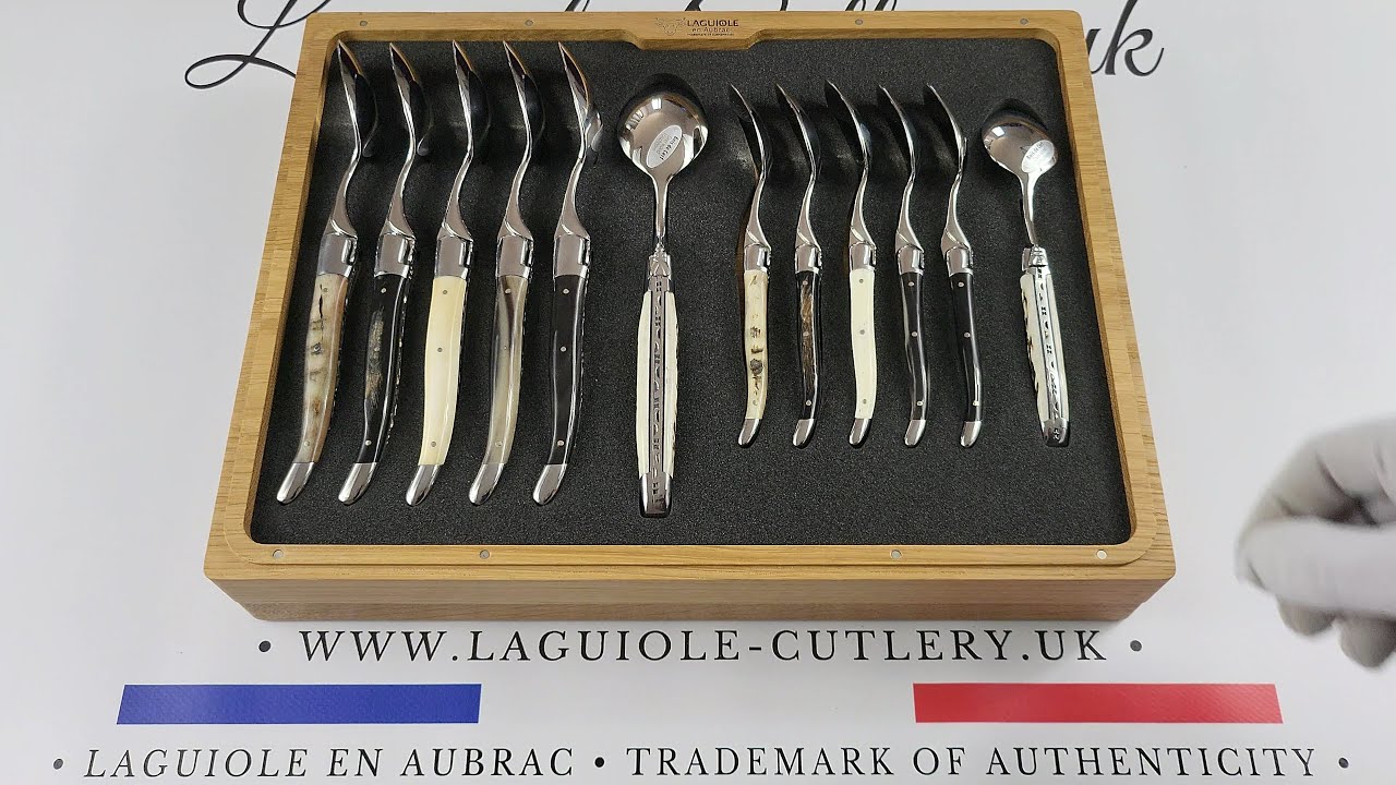 24-Piece Laguiole Cutlery Set Mixed Horn | Laguiole UK