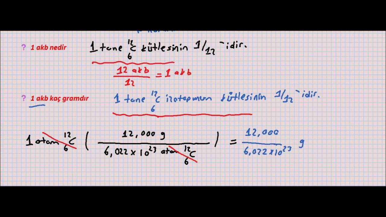 atomik kutle birimi nedir youtube kimya youtube calisma