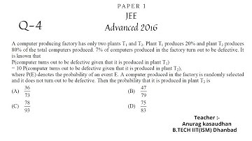 JEE Advanced 2016 Math Paper 1 (Q 4) solution | IIT JEE Maths| #jeeadvanced2016 #projecteducation