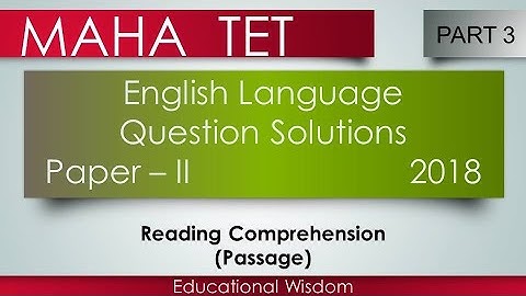 MAHA TET 2018 Paper 2 Part 3