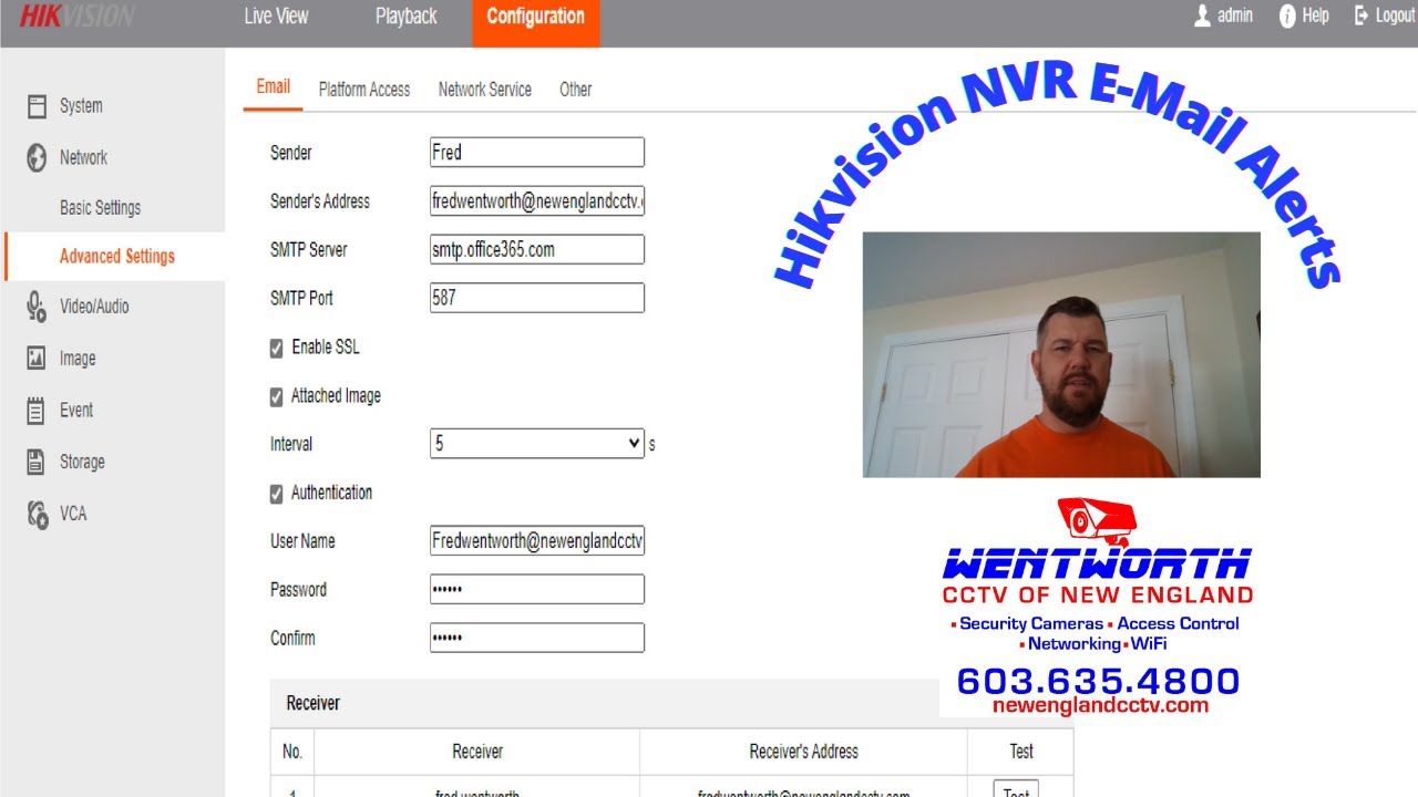 Как настроить уведомления по электронной почте о движении на сетевом видеорегистраторе Hikvision