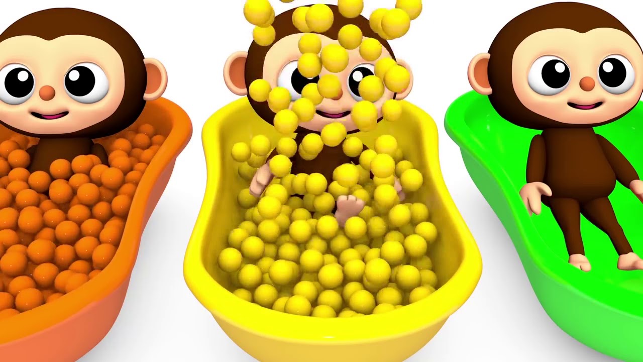 Learn Colors With Soccer Ball Baby Monkey