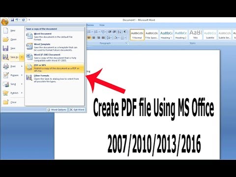 How To Create a PDF File Using Microsoft Office Word 2007 