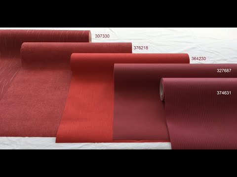 Однотонні німецькі шпалери 374631, яскравого вишневого відтінку бордового кольору, фактурні, вінілові та флізелінові обоі, видео 5