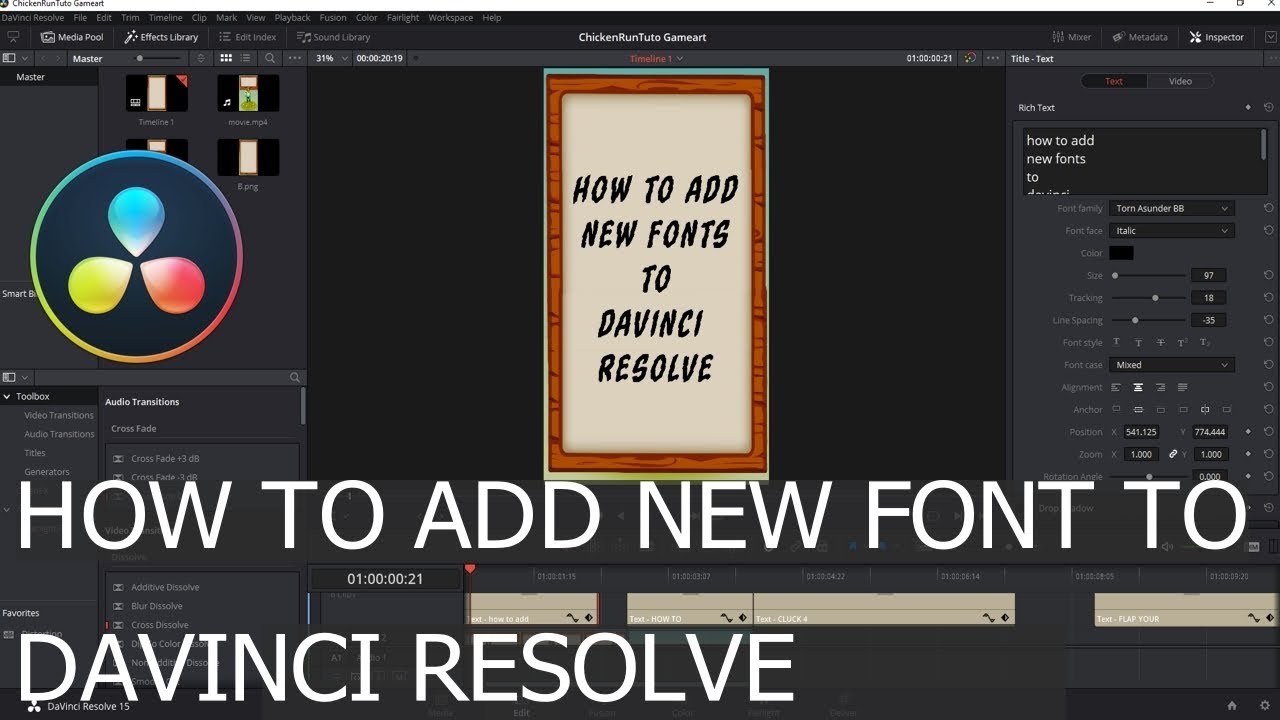 how to download a font to davinci resolve 18.2
