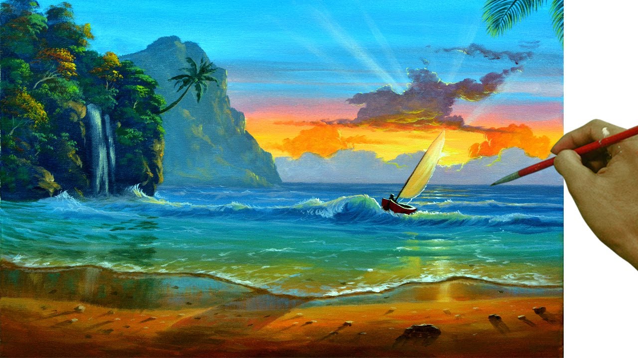 Beach Sunset Landscape Painting