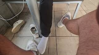 Candid GF shoeplay, shoes off, footsie at McDonald’s 