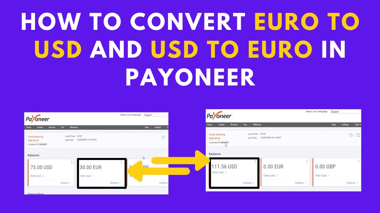 How to Convert Euro to Usd in Payoneer | Exchange Payoneer Currency | 2021 Method