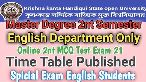 Master Degree 2 nt Semester ll 2nt MCQ test tume table published ll English Department
