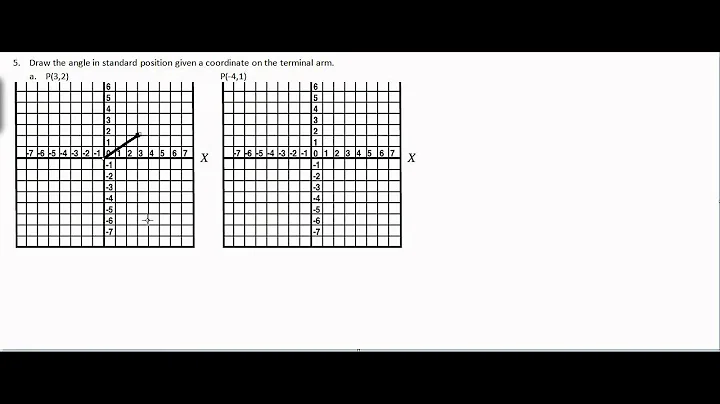 Draw an angle in standard position with coordinate on terminal arm.