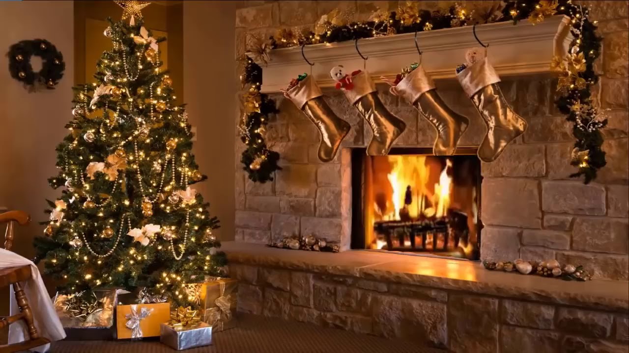 Best Relaxing Christmas Music with a Christmas tree and Fireplace YouTube