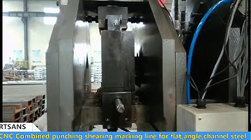 Combined punching shearing and marking line for flat bar, angle steel and channel steel