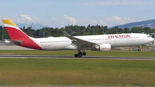 4K | Iberia Airbus A330-300 landing at Geneva/GVA/LSGG