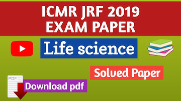 ICMR JRF Question Paper 2019 | Life Science | Solved Paper | Previous Year Exam Paper | Pdf File