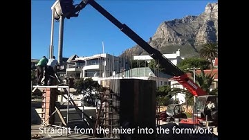 Telehandler mixing and pouring concrete