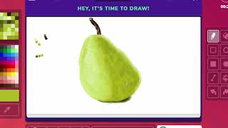 photorealistic pear drawn in 30 minutes on gartic