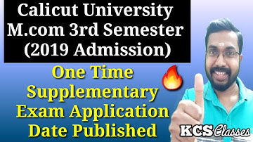 Calicut University M.com 3rd Semester (2019 Admission) One Time Supplementary Exam Application Date