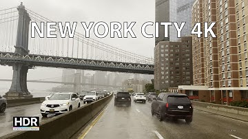 New York City 4K - Rainy Skyline Drive - USA