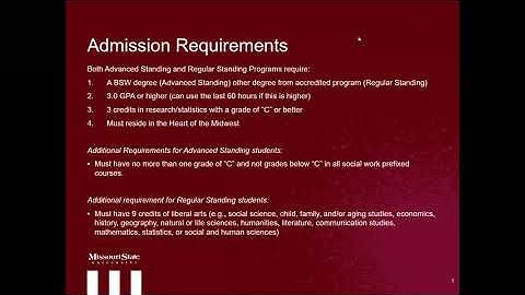 Admission Requirements for MSW Program