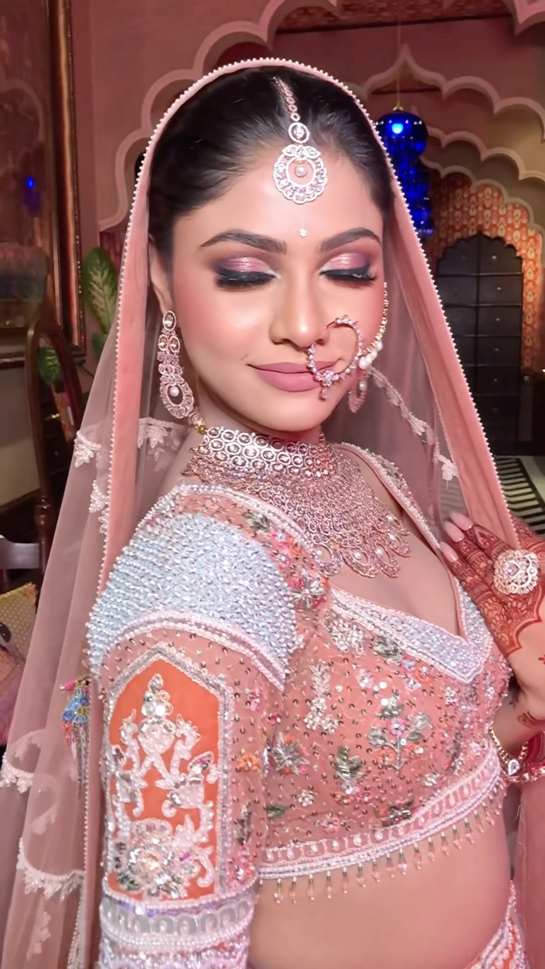 Semi Cut Crease Eyes with Silver to Peach Gradation ? Parul Garg
